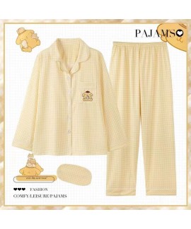 Cartoon Pompompurin Women's Long-Sleeve Pajama Set - Comfortable and Breathable