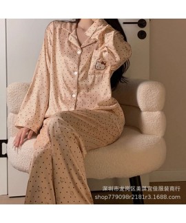 3XL Plus Size Women's Pajamas - Comfortable Ice Silk Sleepwear Set