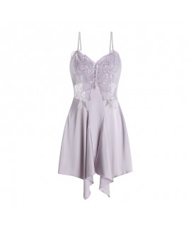 Sheer Mesh Butterfly-Embellished Chest Pad Strap Nightdress, Sexy Nightwear