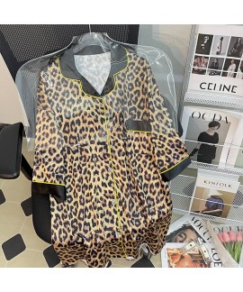 Sexy Wild Leopard Print Short Sleeve Pajamas for Women