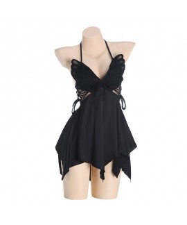 Sexy Silk Chest Pad Gathering Bowknot Strap Sleep Dress and Robe, Sleepwear Set