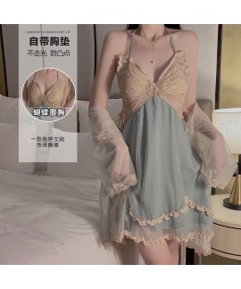 Sexy Winter Backless Chest Pad Strap Nightdress wi...