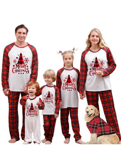 New Red and Green Christmas Tree Family Matching Pajama Set – Festive Long-Sleeve Sleepwear