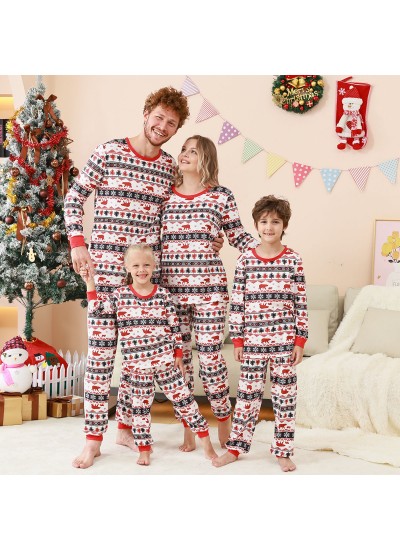 Christmas Family Matching Pajama Set – Plaid Patchwork Print Loungewear for Parents and Kids