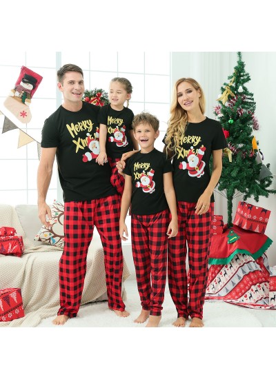 Spring Family Matching T-Shirts – Black Cartoon Animal Print Cotton Tee for All Ages