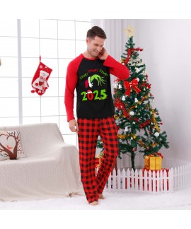 2025 Stunk Family Christmas Pajama Set – Plaid Patchwork Print Parent-Child Set