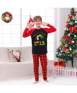 2025 Stunk Family Christmas Pajama Set – Plaid Patchwork Print Parent-Child Set