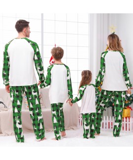 Christmas Tree & Reindeer Family Pajama Set – Plaid Patchwork Matching Loungewear for Parents and Kids