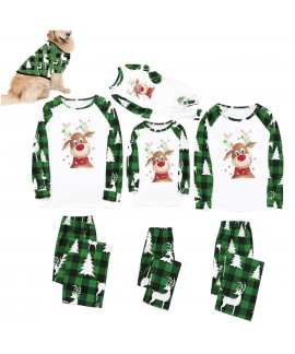 Christmas Tree & Reindeer Family Pajama Set – Plaid Patchwork Matching Loungewear for Parents and Kids