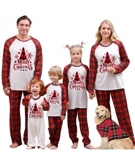 New Red and Green Christmas Tree Family Matching Pajama Set – Festive Long-Sleeve Sleepwear