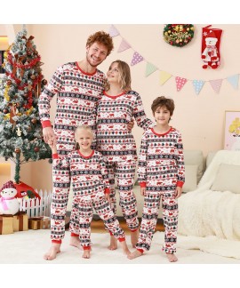 Christmas Family Matching Pajama Set – Plaid Patchwork Print Loungewear for Parents and Kids