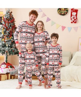 Christmas Family Matching Pajama Set – Plaid Patchwork Print Loungewear for Parents and Kids