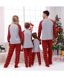 "Wonderful Time" Family Matching Christmas Pajama Set – Plaid and Print Parent-Child Sleepwear sets