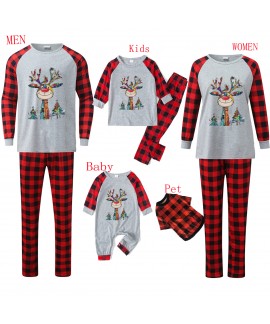 "Wonderful Time" Family Matching Christmas Pajama Set – Plaid and Print Parent-Child Sleepwear sets