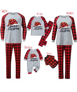 "Merry Christmas" Family Matching Pajama Set – Plaid Patchwork Parent-Child Holiday pjs