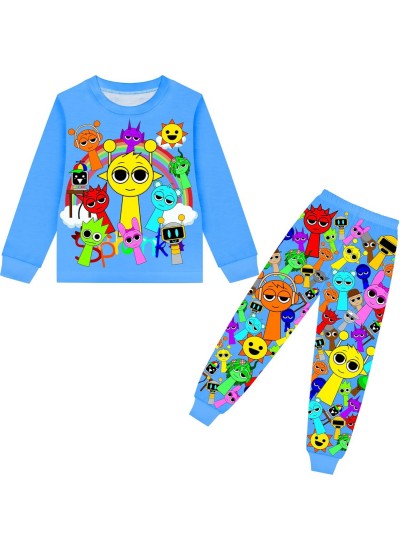 Sprunki Long-Sleeve Homewear Set for Kids - Graffiti Rock Style