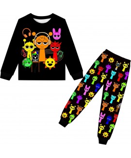 Sprunki Long-Sleeve Homewear Set for Kids - Graffiti Rock Style