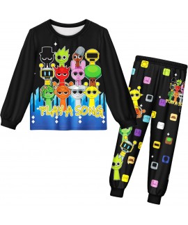 Sprunki Long-Sleeve Homewear Set for Kids - Graffiti Rock Style