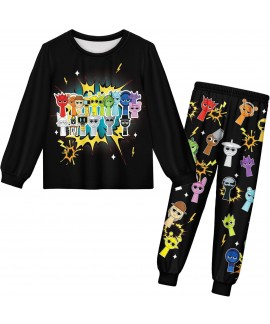 Sprunki Long-Sleeve Homewear Set for Kids - Graffiti Rock Style