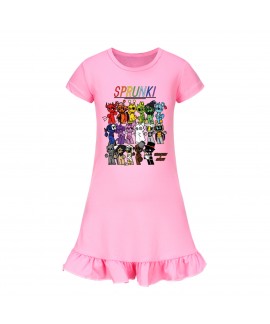 Sprunki Girls' Short-Sleeve Nightgown - Soft & Comfortable Sleepwear