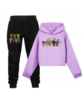 Sprunki Girls' Hoodie & Pants Set - Cute & Comfortable Outfit (2-16 Years)