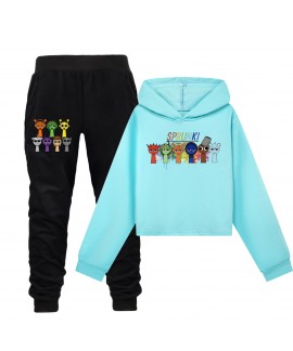 Sprunki Girls' Hoodie & Pants Set - Cute & Comfortable Outfit (2-16 Years)