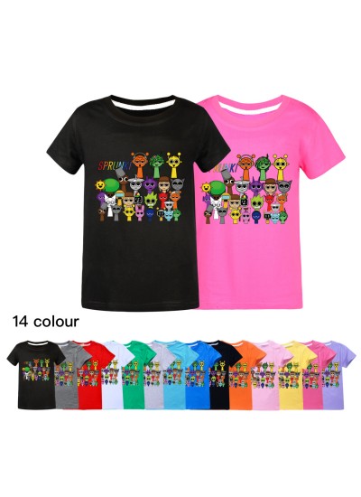 Sprunki Short-Sleeve T-Shirt for Kids & Teens - 100% Cotton Summer Tee (2-16 Years)