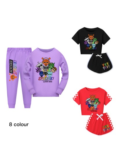 Sprunki Family Matching Outfits | Adult & Kids Short Sleeve Sets | Sprunki Clothing