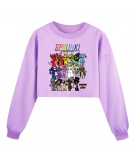 Sprunki Girls Loose Waist Sweatshirt & Jogger Set - Stylish and Comfortable Sports Outfit