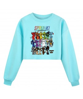 Sprunki Girls Loose Waist Sweatshirt & Jogger Set - Stylish and Comfortable Sports Outfit