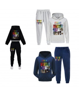 Sprunki Rhythm Box Colorful Short Hoodie Set with Bag - Trendy Kids Sports Set