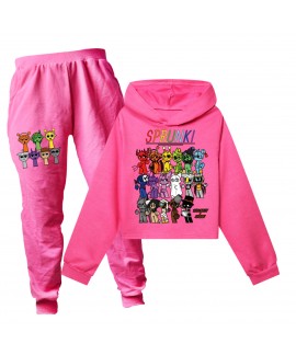 Sprunki Rhythm Box Colorful Short Hoodie Set with Bag - Trendy Kids Sports Set