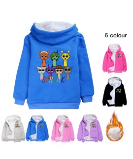 Sprunki Rhythm Box Youth Zipper Winter Cotton Coat for Boys and Girls