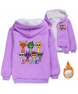 Sprunki Rhythm Box Youth Zipper Winter Cotton Coat for Boys and Girls