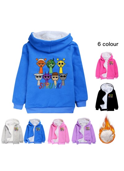 Sprunki Rhythm Box Youth Zipper Winter Cotton Coat for Boys and Girls