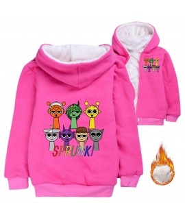 Sprunki Rhythm Box Youth Zipper Winter Cotton Coat for Boys and Girls