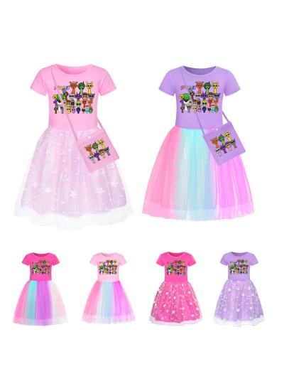 Sprunki Girls Star Dress with Rainbow Lace Hem | Sprunki Clothing