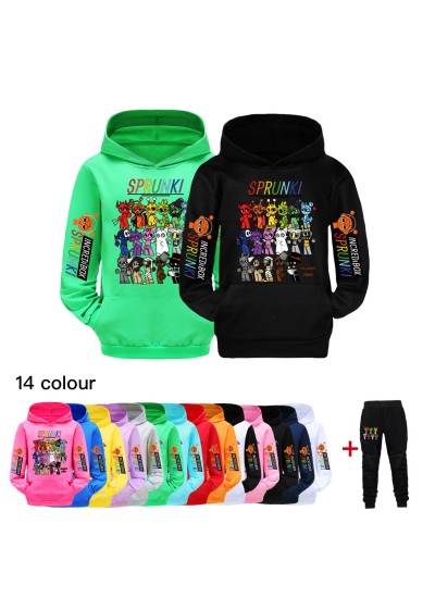 Sprunki Kids Pocket Hoodie & Printed Pants Set | Sporty Outfit | Sprunki Clothing