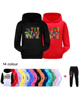 Sprunki Rhythm Box Hoodie with Bag Unisex Kids Hoodie Set - Trendy and Comfortable