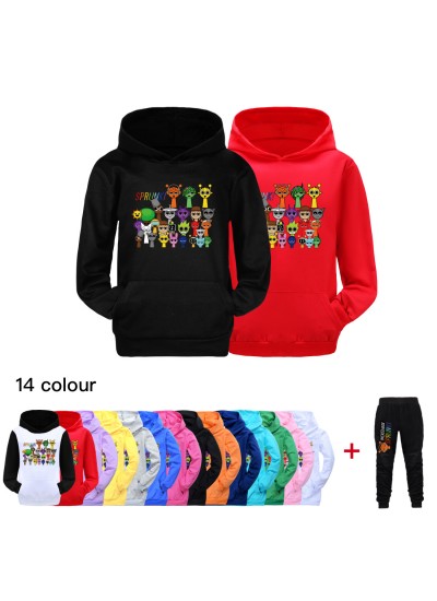 Sprunki Rhythm Box Hoodie with Bag Unisex Kids Hoodie Set - Trendy and Comfortable