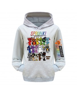 Sprunki Rhythm Box Pocket Hoodie Unisex Kids Long Sleeve Print Sports Set