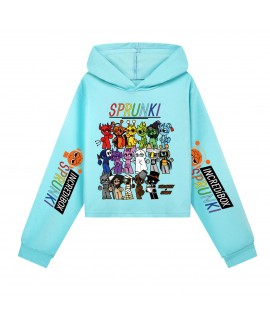 Sprunki Rhythm Box Girls Cropped Hoodie & Printed Sports Set – Stylish & Comfortable