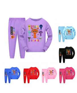 Sprunki Adult & Kids Matching Short Sleeve and Long Sleeve Pajama Set - Parent-Child Outfit