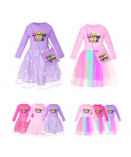 Sprunki Girls' Star Rainbow Lace Dress | Summer & Spring Flowy Dress