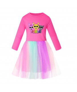 Sprunki Girls' Star Rainbow Lace Dress | Summer & Spring Flowy Dress