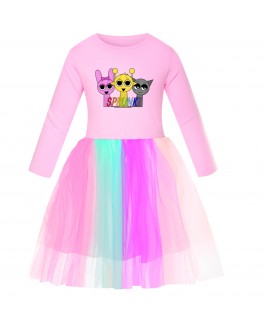 Sprunki Girls' Star Rainbow Lace Dress | Summer & Spring Flowy Dress