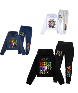 Sprunki Girls Short Hoodie & Printed Pants Set | Sporty Outfit | Sprunki Clothing