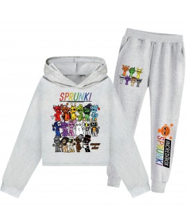 Sprunki Girls Short Hoodie & Printed Pants Set | Sporty Outfit | Sprunki Clothing