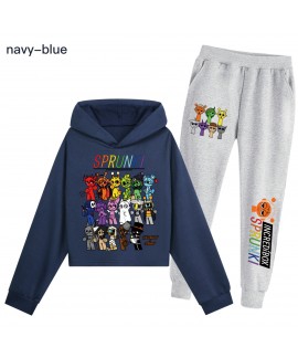 Sprunki Girls Short Hoodie & Printed Pants Set | Sporty Outfit | Sprunki Clothing