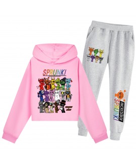 Sprunki Girls Short Hoodie & Printed Pants Set | Sporty Outfit | Sprunki Clothing